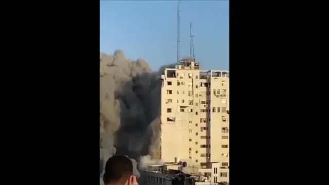 Look Closer! Israeli strike on building housing news agencies AP and Al Jazeera in Gaza Strip.