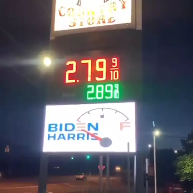 Real gas station signage trashing Biden admin