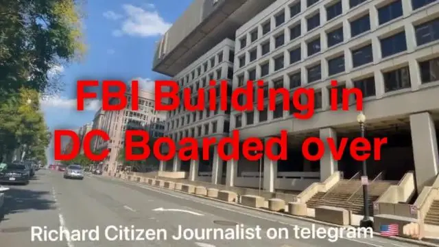 Video Shows FBI Buliding In DC Empty, Doors Boarded Over!