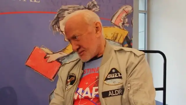 Buzz Aldrin explains the Apollo Moon landings to a child