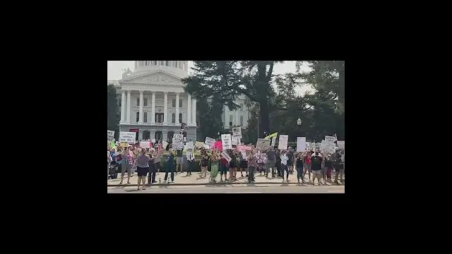 California Vaccine Mandate: Healthcare workers protest in Sacramento at the capitol building