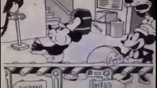 Mickey Mouse Making Holes in the Swiss Cheese w/His Erect Penis