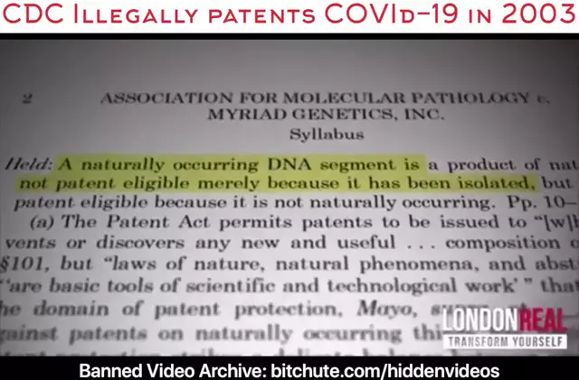 CDC Patents Covid-19 in 2003