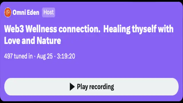 Web3 Wellness connection-  Healing thyself with Love and Nature 8-25-23
